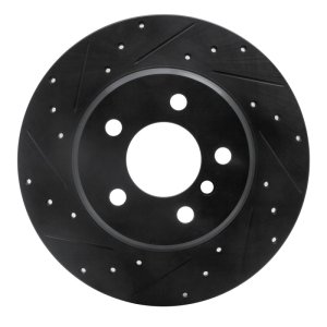 BMW X5 Brake Rotor (1) - Rear Left - R1 Concepts - Drilled & Slotted - Black - `00-`06